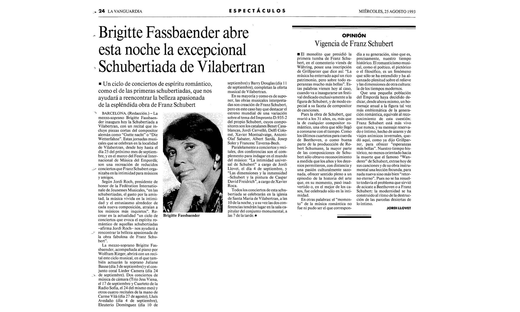 Crítica inauguración Schubertíada, 1993